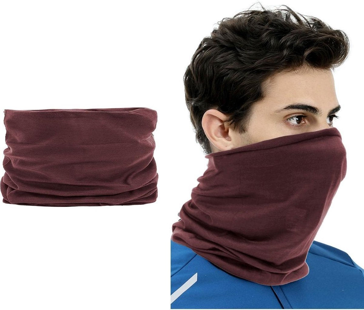 Su.B.dgn 2 Stuks Multifunctioneel Polyester Col Colsjaal - Bivakmuts Balaclava Bandana  Ideaal voor  Sport  Fietsen Motor  - Unisex - Bruin