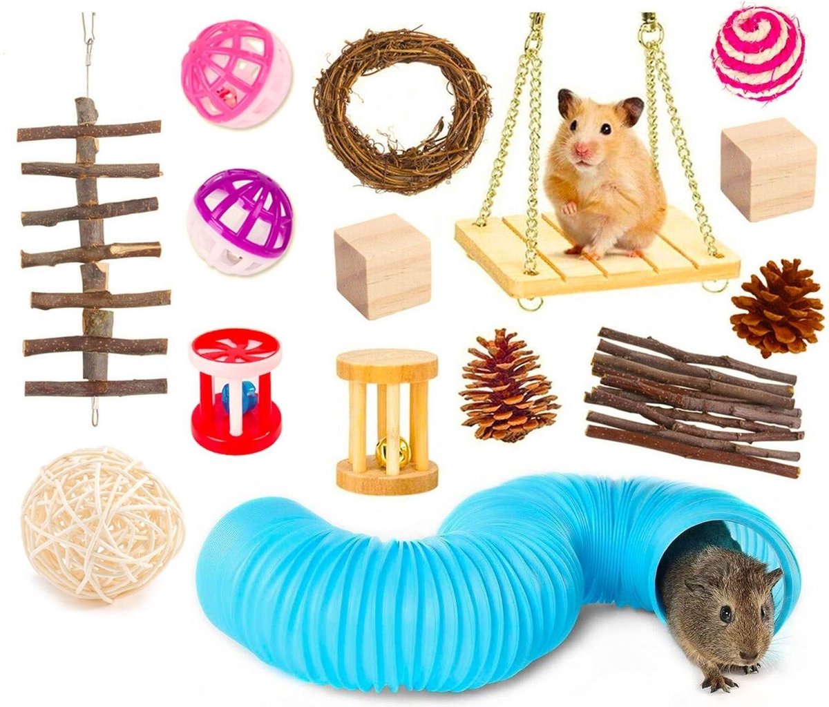 Allerion Knaagdieren Speelgoed Set – 15-delig – Voor Konijn
