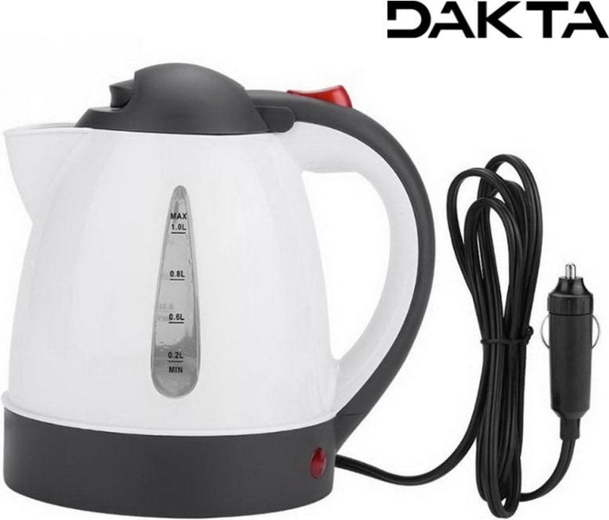 Dakta® Waterkoker Auto | Reiswaterkoker | Vrachtwagen / Camper / Caravan / Camping | 24V | Wit | 1 Liter