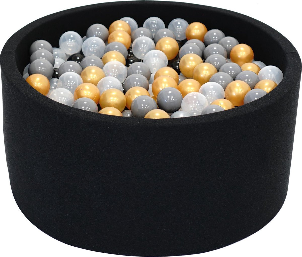 Ballenbak Grijs Zwart 90x40 met 250 ballen Grafiet Zwart