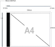 XL A4 Lightpad / LED lichtbak / tekentafel / lichttafel met 3 dimbare lichtstanden