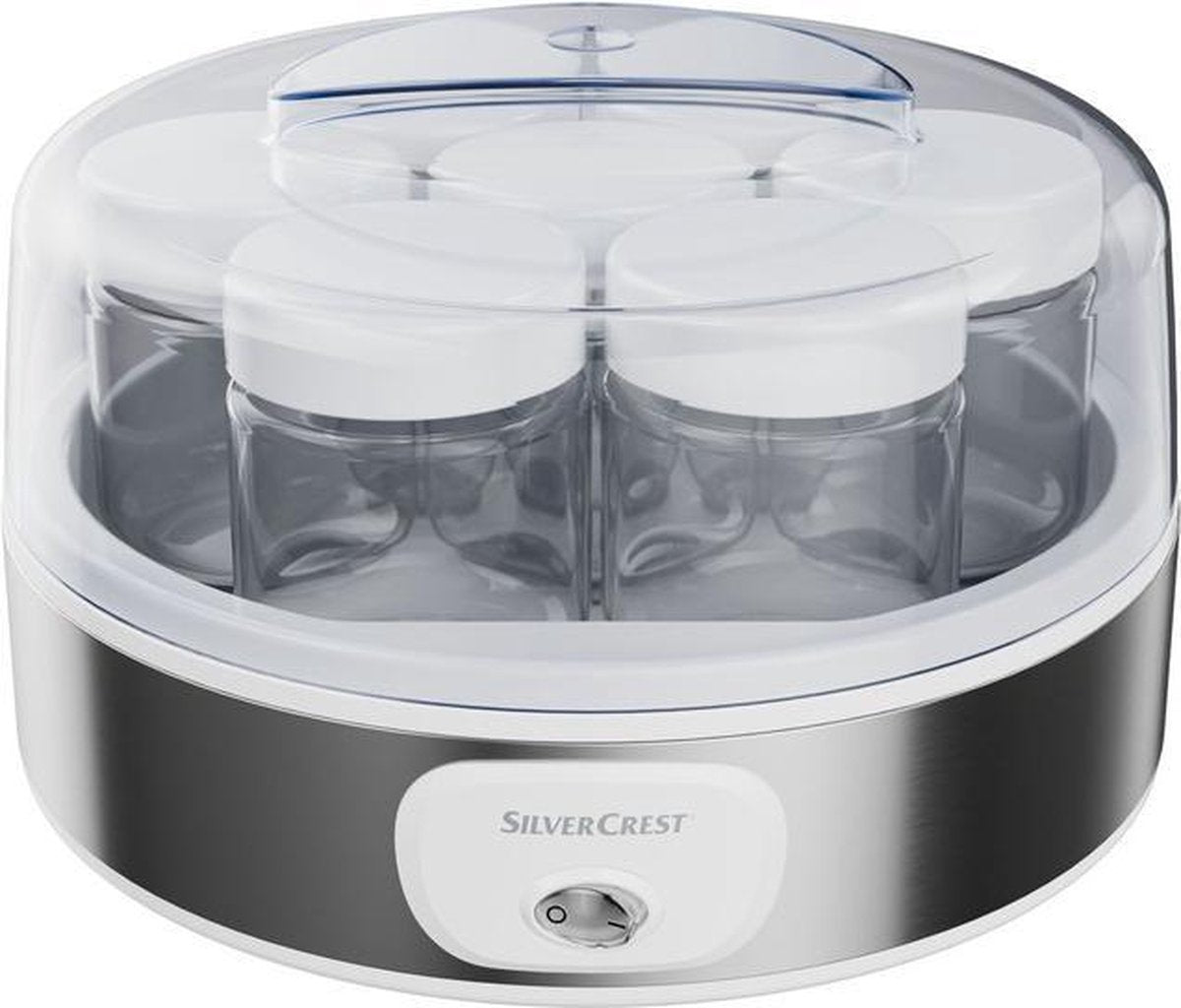 SILVERCREST® Yoghurtmaker 18W Inclusief 7 portieglaasjes met schroefdeksel - Biologische yoghurtmaker