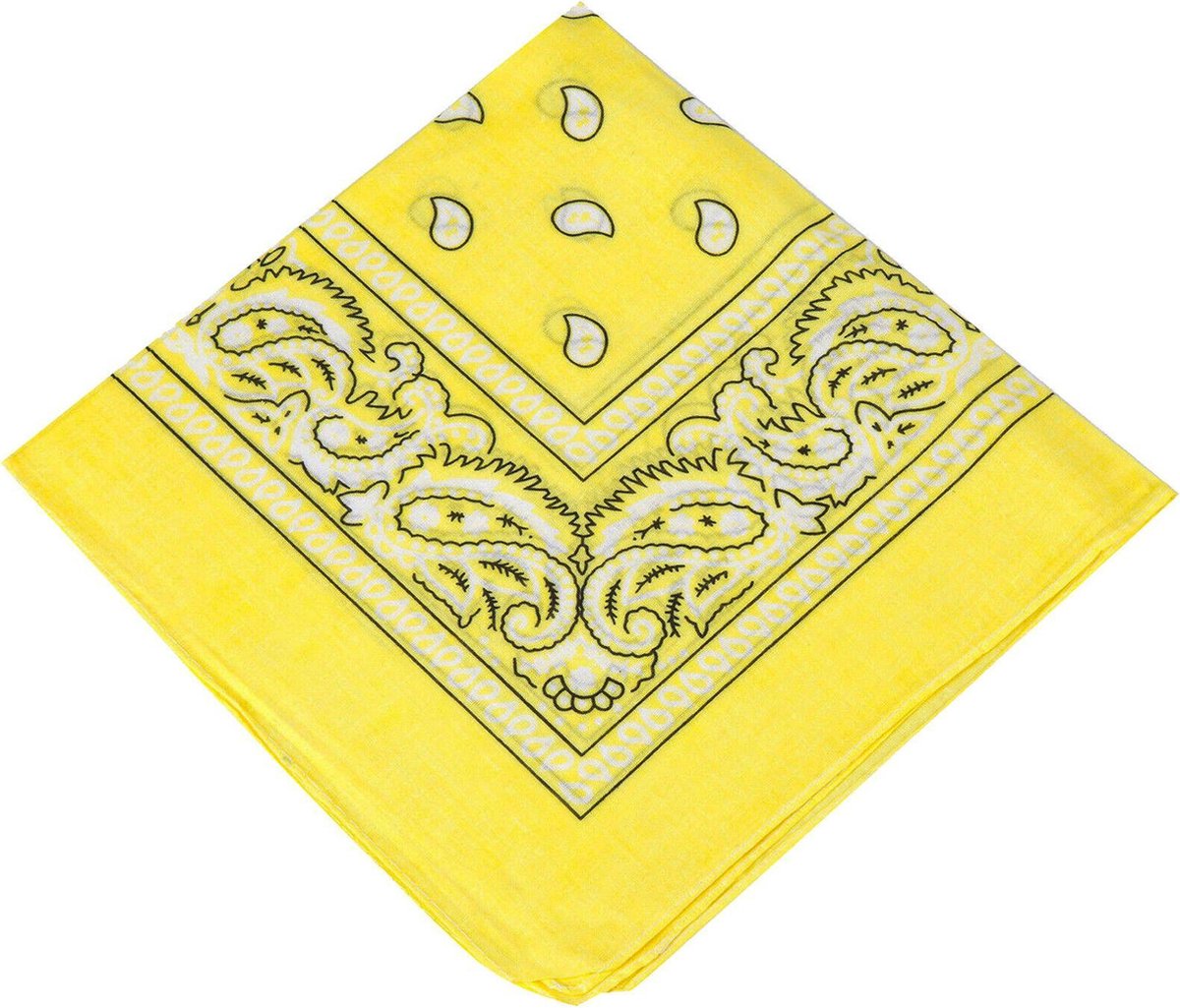 Bandana Paisley geel - 100% katoen - boeren zakdoek - yellow - Cotton - zakdoek - hoofdband - sjaaltje - accessoire - carnaval