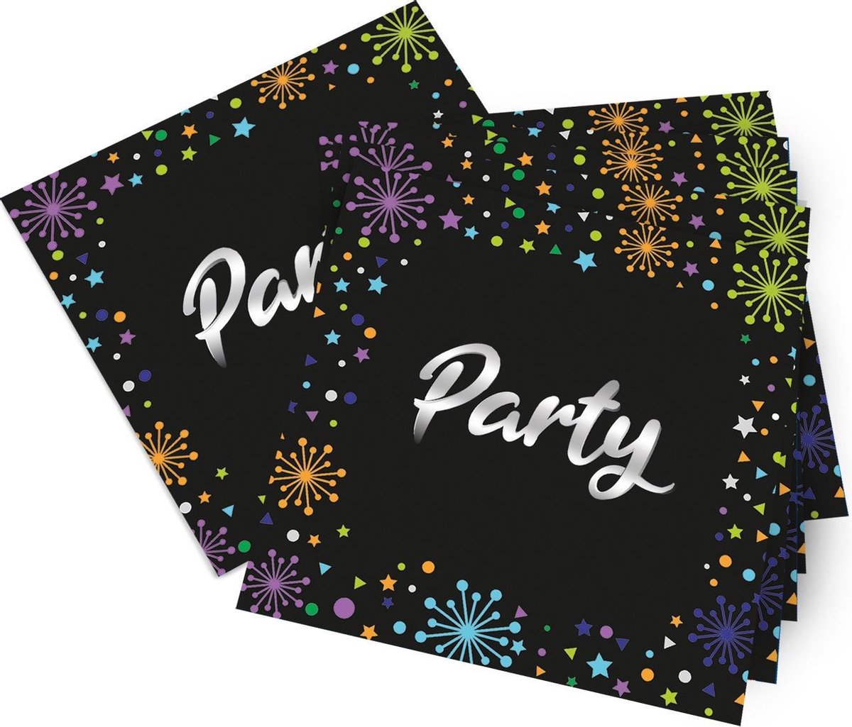 Tib Servetten 'party' 33 X 33 Cm Papier Zwart 16 Stuks