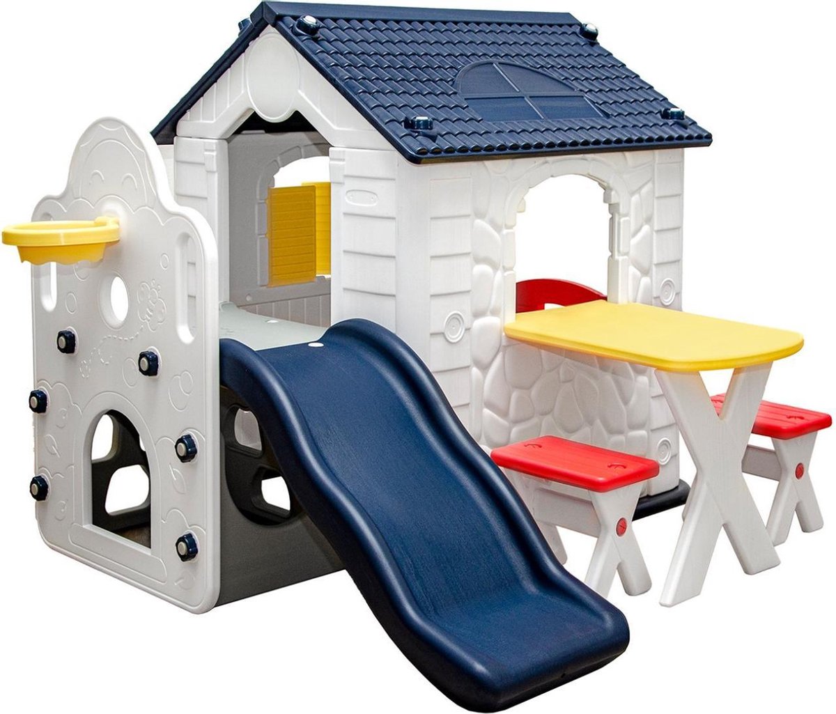 Kinderspeelhuisje met Glijbaan1 Jaar Kinder Tuinhuisje Binnen Kunststof