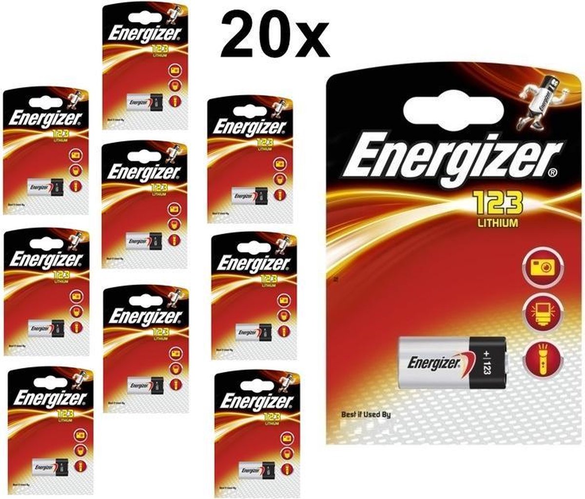 20 Stuks - Energizer CR123 3V Lithium batterij