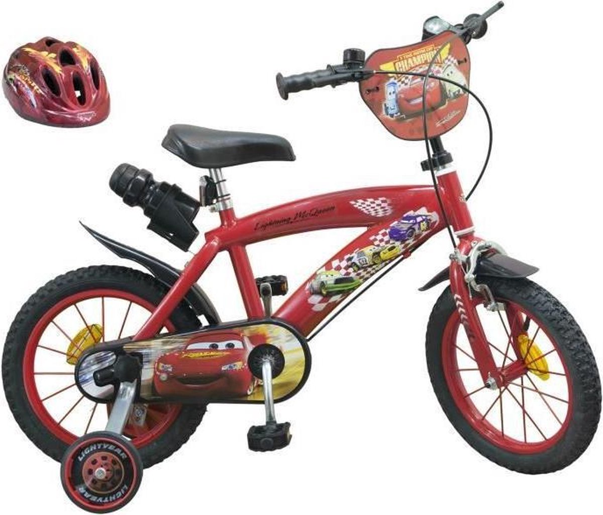 CARS Bike 14 + helm - Kind - rood en zwart