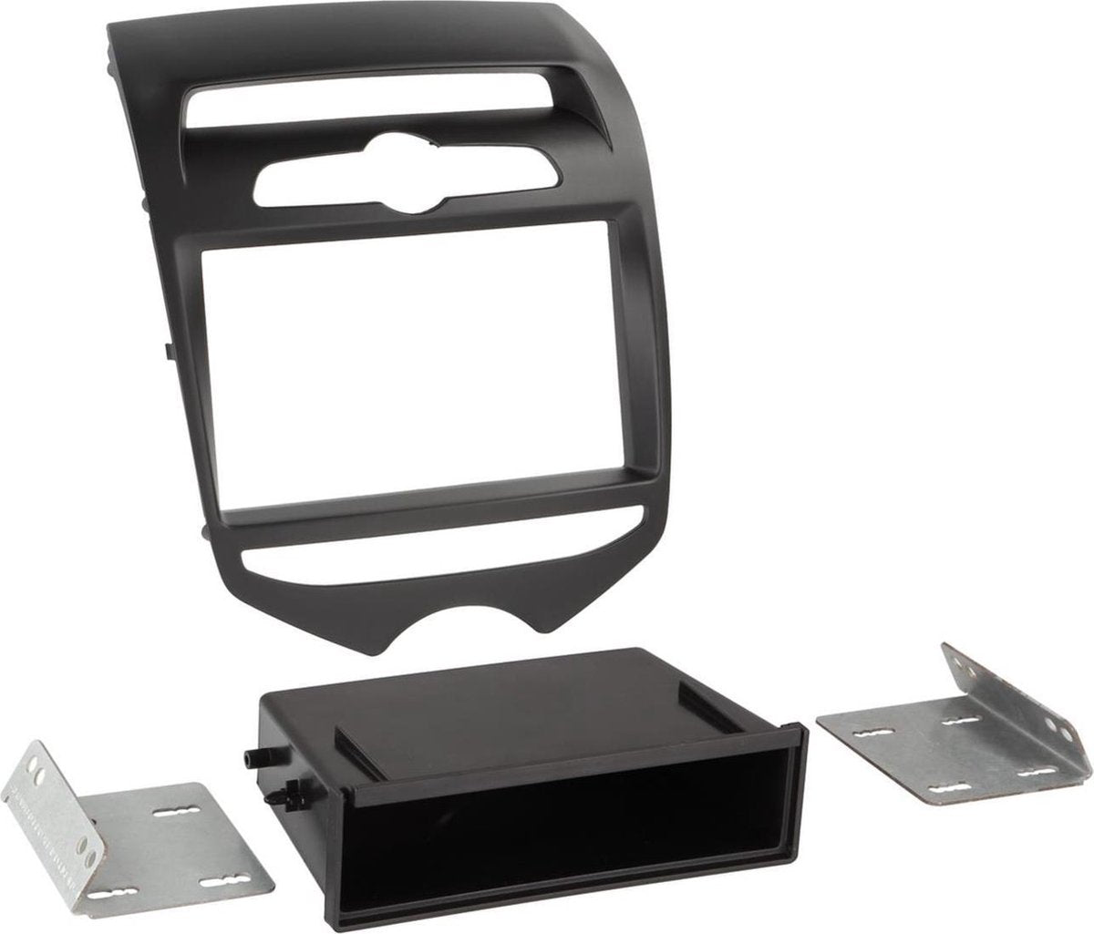 2-DIN Paneel Hyundai iX 20 met pocket voor manual climate control 2010-2017 Kleur: Mat Zwart