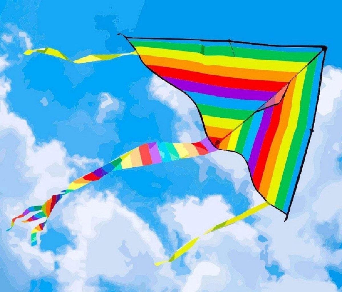 Vlieger (XL) Regenboog -125x75x150cm