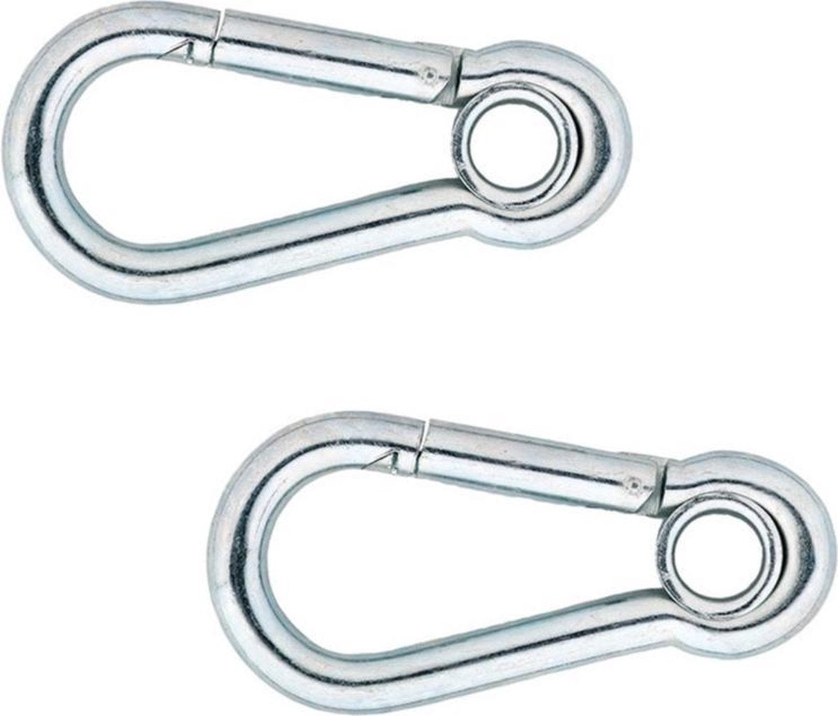 14x stuks karabijnhaak / karabijnhaken verzinkt staal 5 cm - met kous - snaphooks/ carabiners