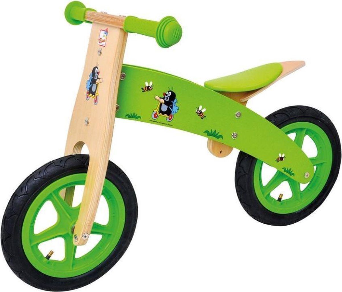 Bino Mole houten loopfiets - junior - Groen - 12 inch