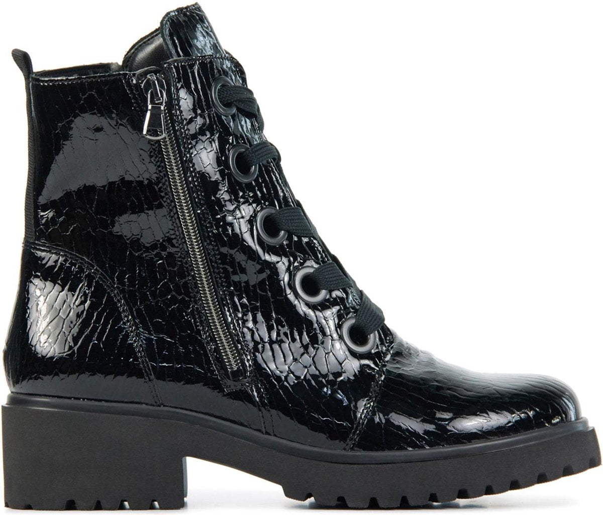 Waldlaufer Vrouwen Leer  Veterboots / Laarzen / Damesschoenen 716802 - Zwart - maat 40