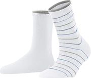 Esprit Easy Stripe 2-PACK Sokken Dames 17523 - Wit 2000 white Dames - 39-42