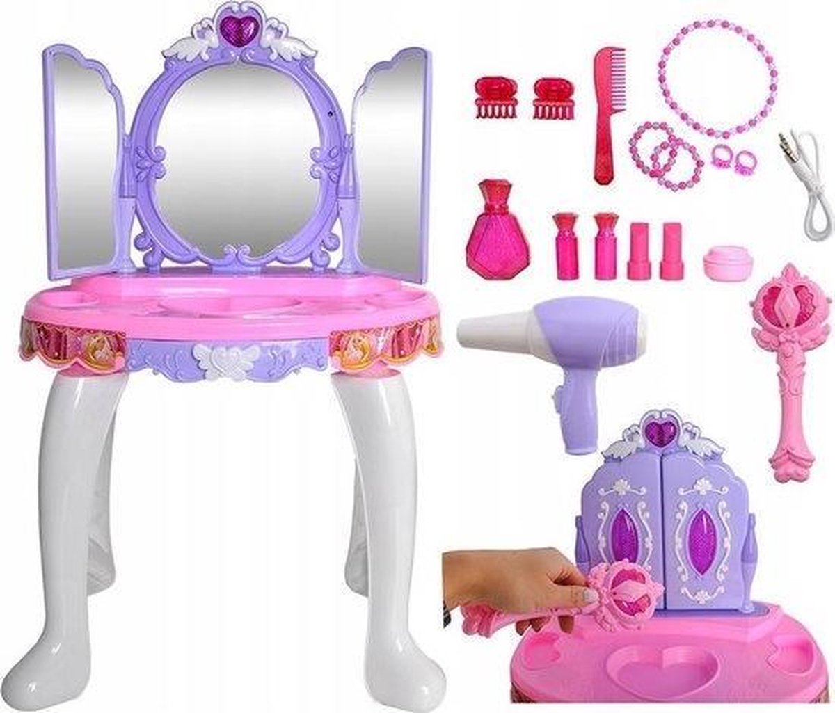 Make-up tafel/ kaptafel voor kinderen - Violet - Paars - met spiegel