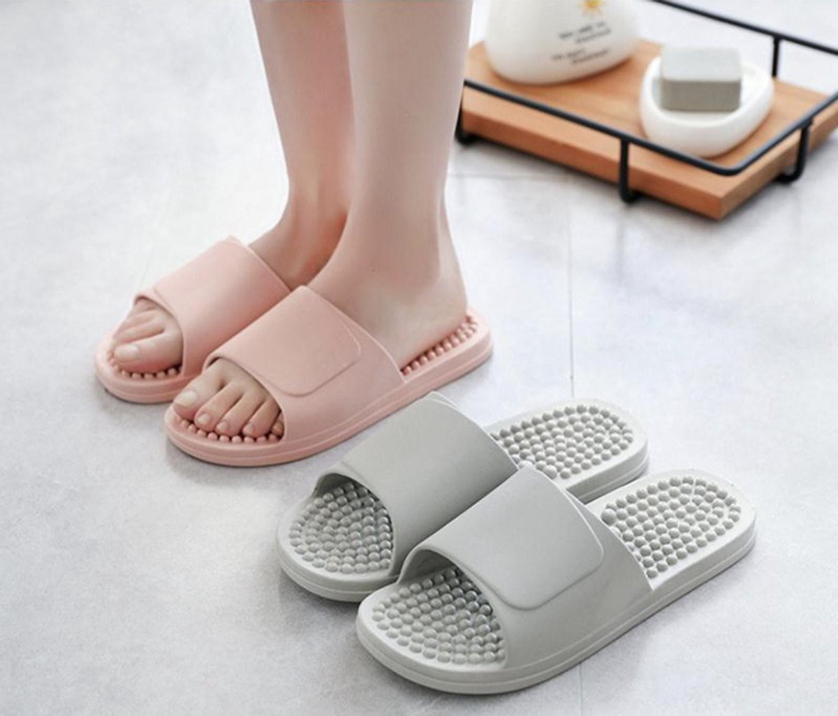 Massage slippers - Anti-slip voetmassage badslippers - Gezondheidsslippers - Roze - maat 38-39
