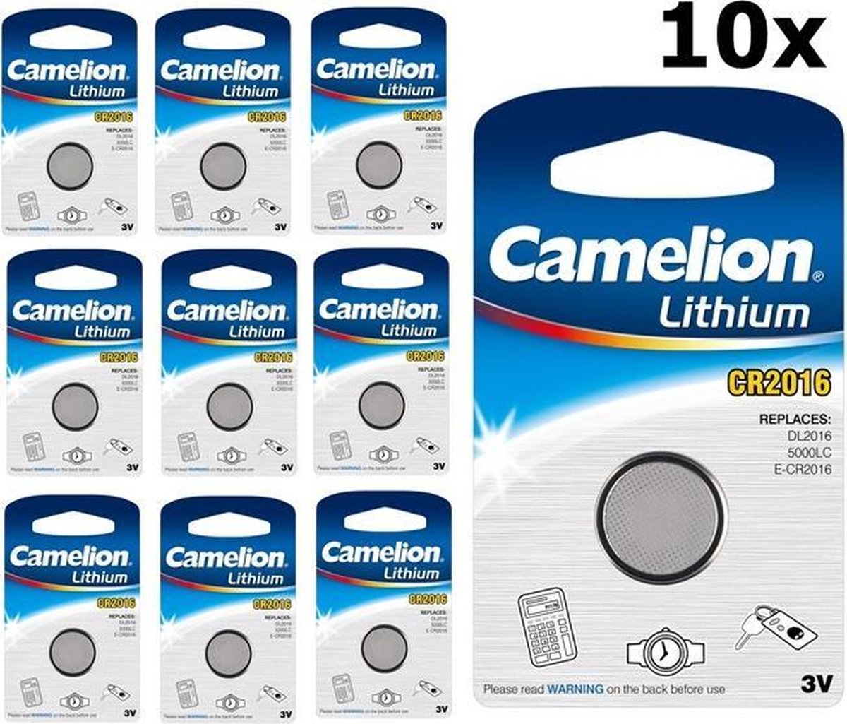 10 Stuks - Camelion CR2016 Professional Electronics 3V 90mAh Lithium knoopcel