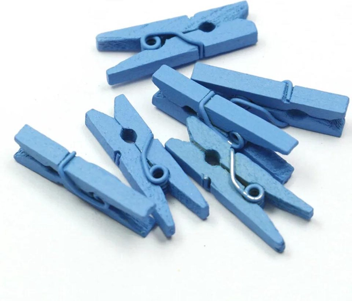Mini Houten Wasknijpers - Blauw - 3 cm - 200 stuks - Geboortekaartjes
