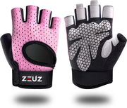 ZEUZ® Sport & Fitness Handschoenen Dames – Krachttraining Artikelen – Gym & Crossfit Training – Roze & Zwart – Gloves voor meer grip en bescherming tegen blaren & eelt - Maat M