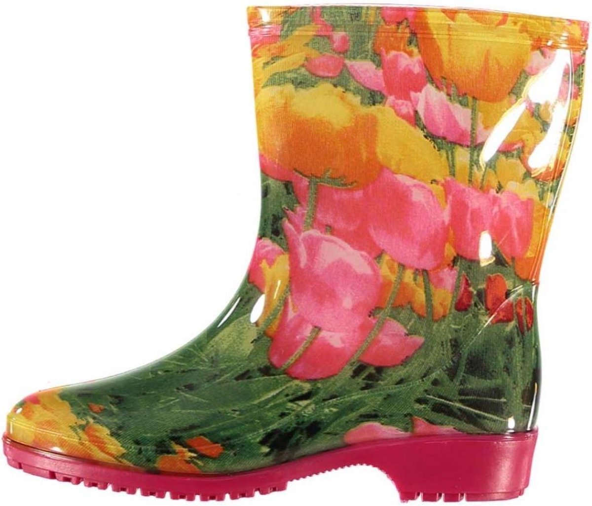 Xq Footwear Regenlaarzen Dames Rubber Geel/roze/groen Maat 37