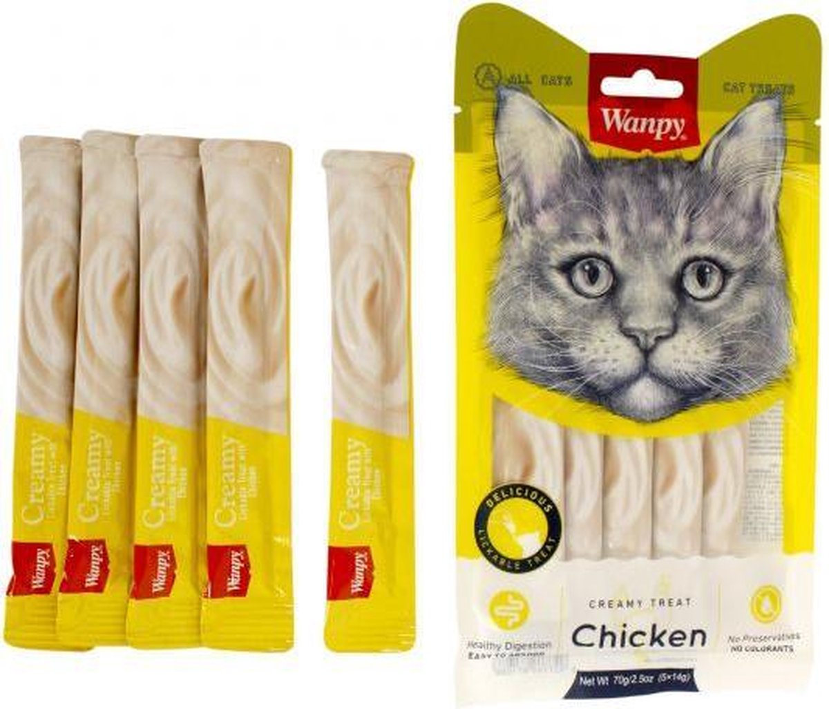 Wanpy creamy lickable treats chicken 14 gr 5 st