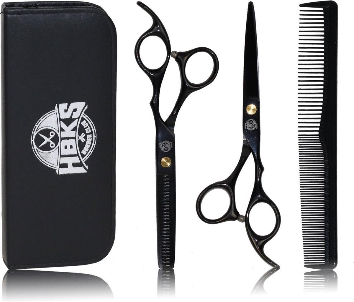 HBKS Professionele Kappersschaar Set - Kappersset - Uitdunsschaar – Effileerschaar - Haarschaar - Kam – Rechtshandig