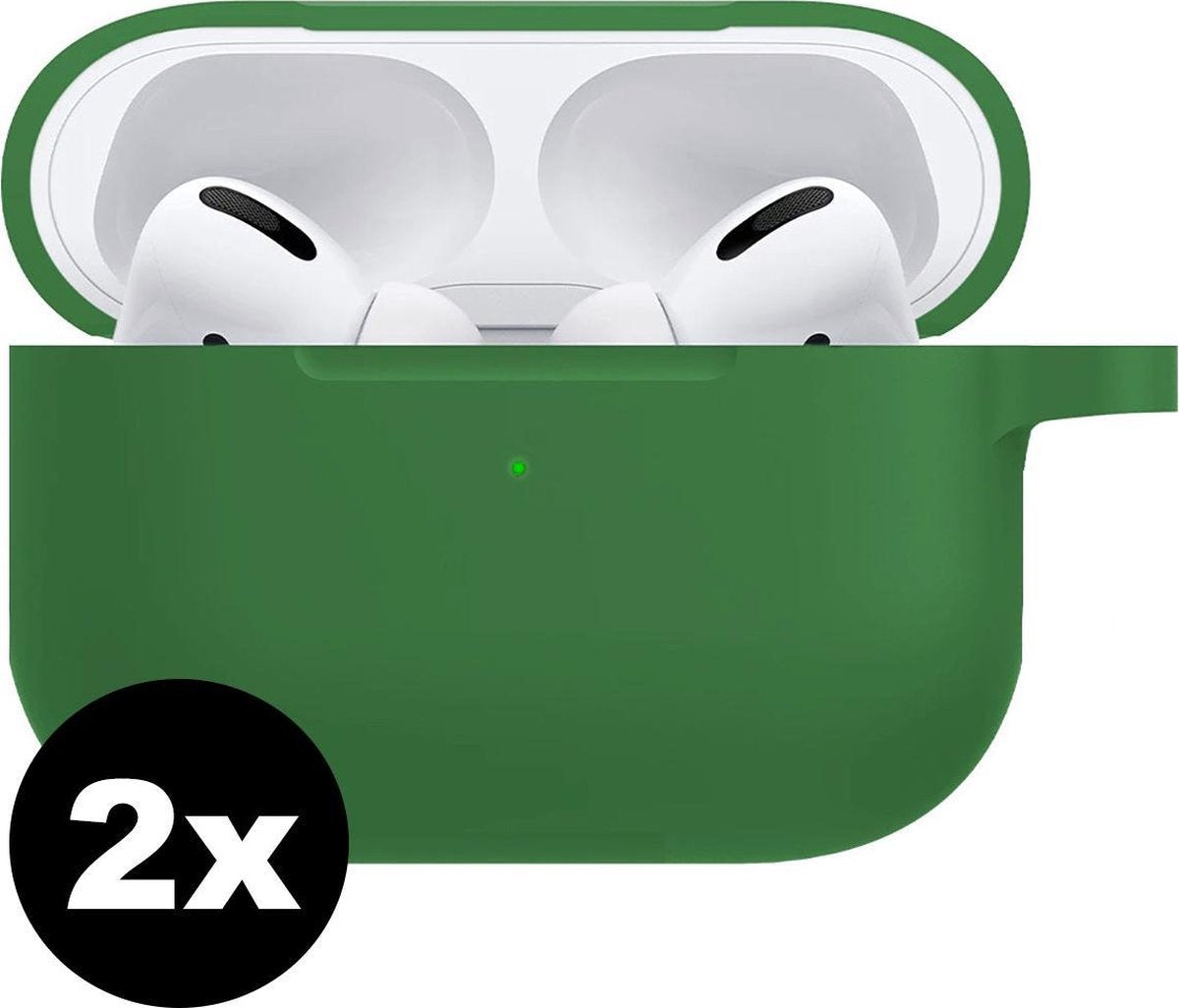 Hoes Voor Apple AirPods Pro Case Siliconen Hoesje - Donker Groen - 2 PACK