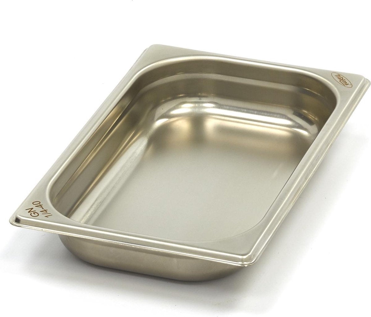 Gastronorm Bak 1/4GN - 40mm - 265x162mm - RVS - Glad - Ovenbestendig - Horeca GN Bak - Maxima