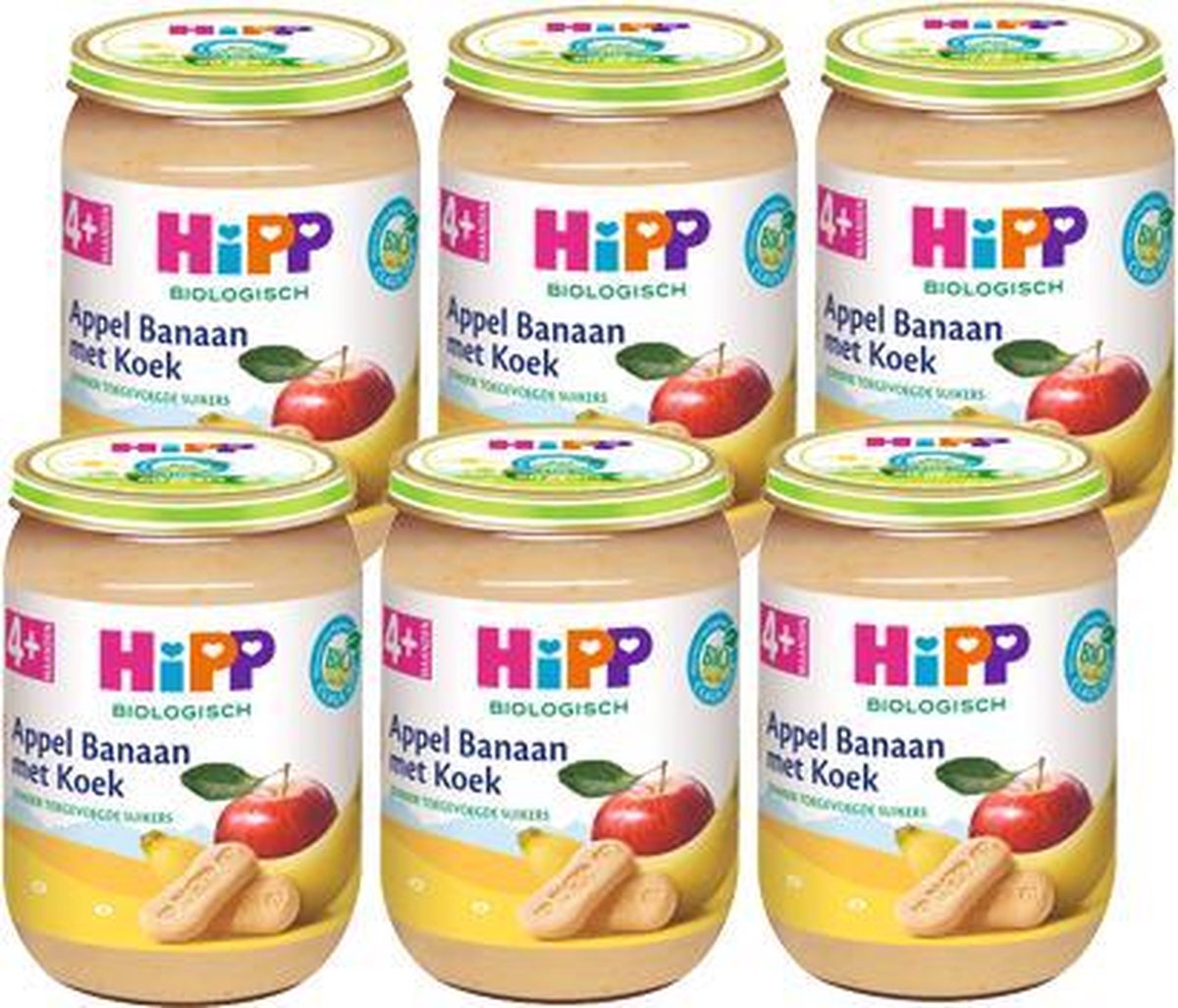 HiPP BIO fruithapje vanaf 4 maanden - Appel Banaan met Koek - 6 stuks 190gr