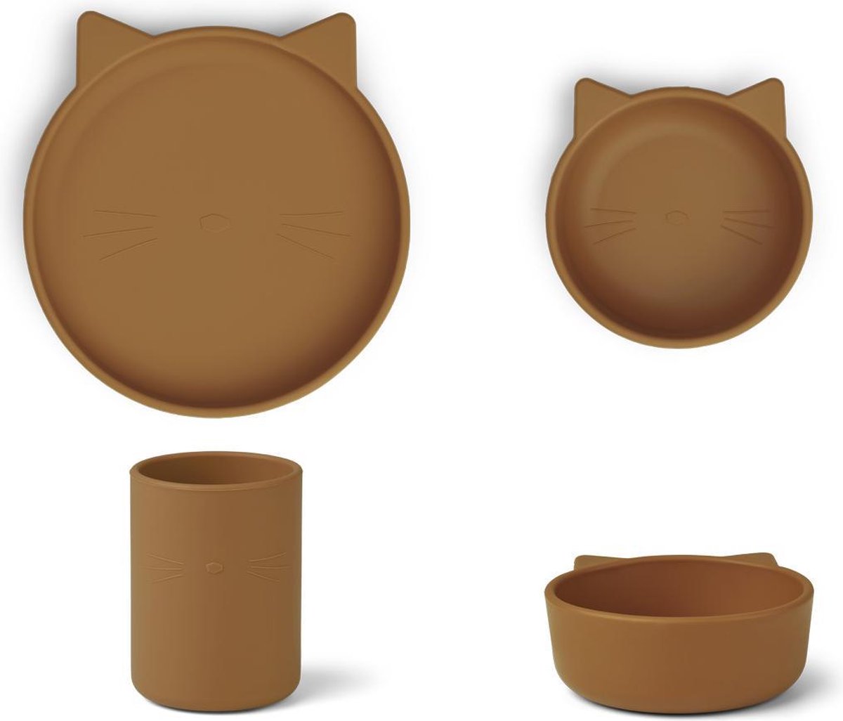 Mooie junior (2+) silicone eetset Cat Mustard | Liewood