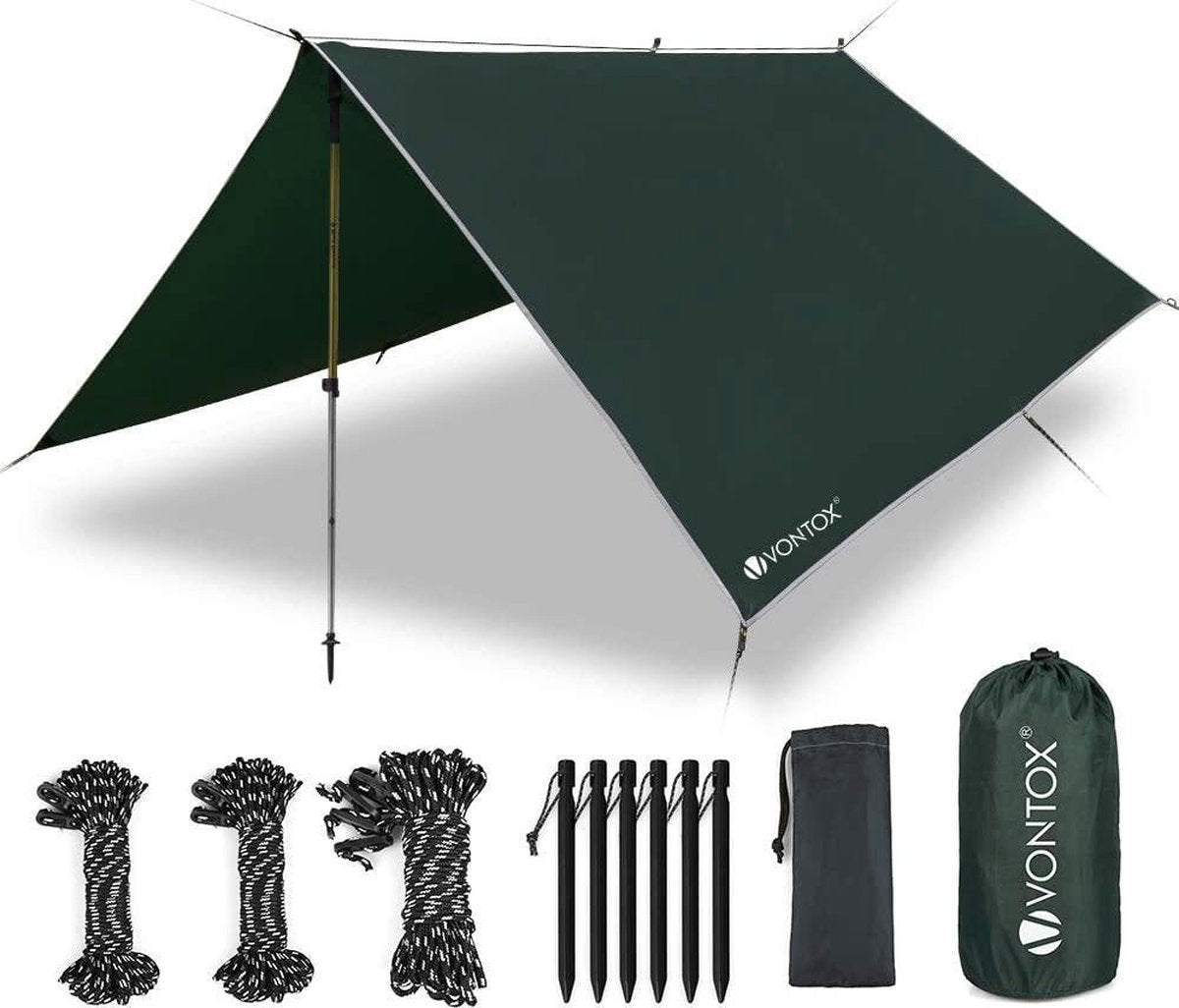 HN®  Tent Tarp Waterdicht | Tarp 3x3m-PU3000mm | Sneeuw