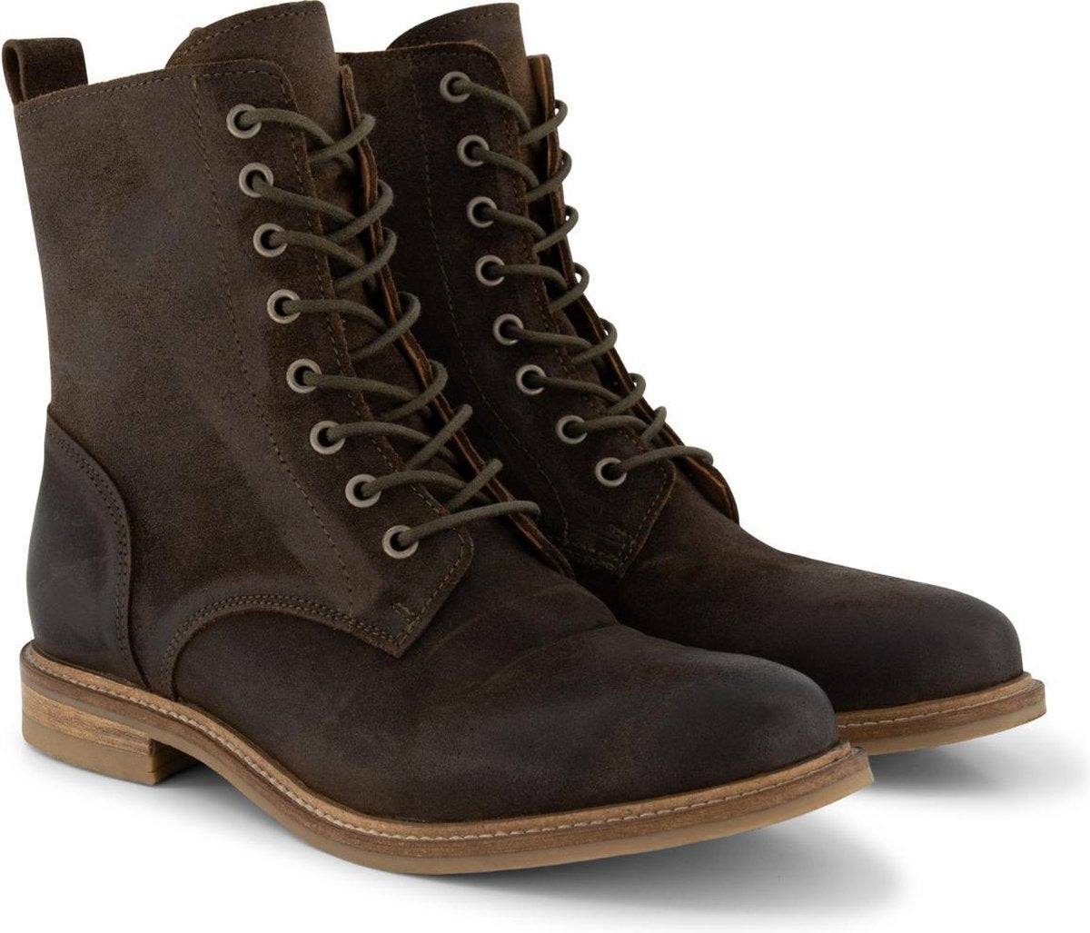 Travelin' Versailles Suede - Dames enkellaarsjes - Hoge veterschoenen - Groen leer - Maat 38