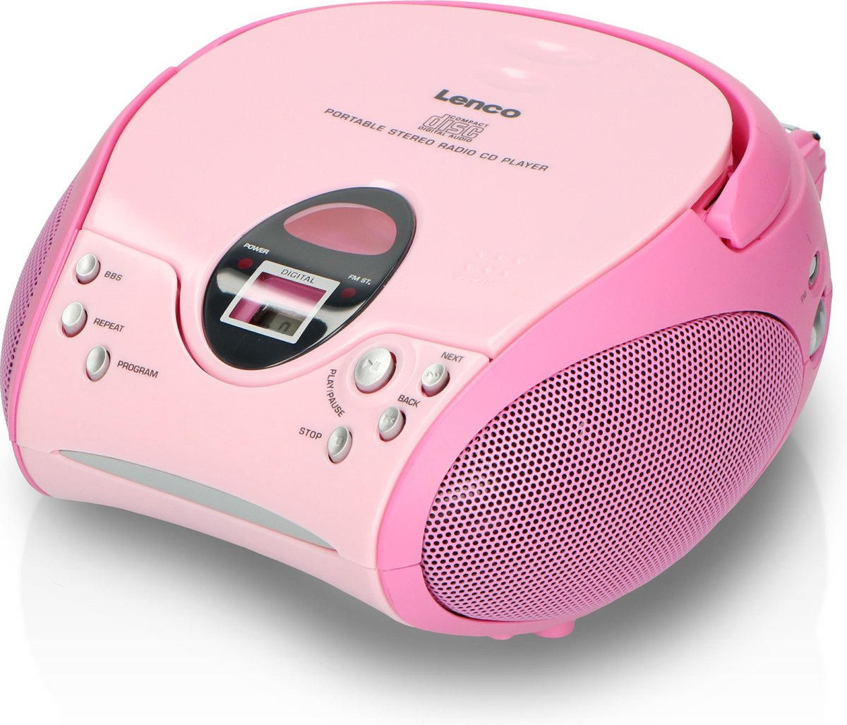 Lenco SCD-24 Pink - Draagbare stereo FM radio met CD-speler - Roze