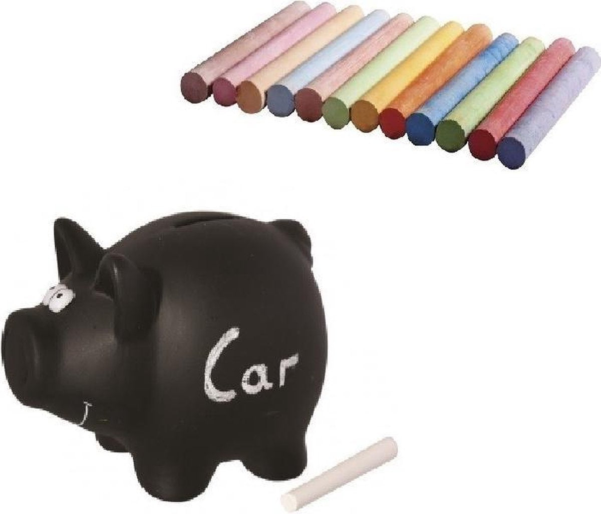 Krijtbord spaarpot/spaarvarkentje 16 cm - inclusief 13 krijtjes