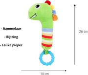 Little Stars – Baby Rammelaar –  Babyrammelaar - Bijtring – Pieper – Met Geluid - Baby Speelgoed - 0 Jaar – 1 jaar – Jongen en Meisje – Babycadeau – Cadeau - Babyshower - Dino – Dinosaurus - Babyknuffel