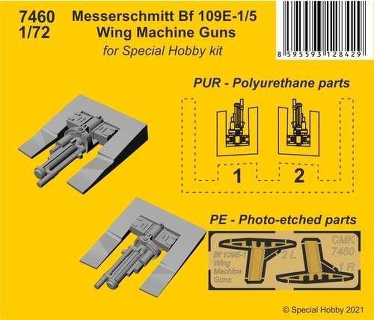 1:72 CMK 7460 Messerschmitt Bf 109E-1/5 Wing Machine Guns Resin onderdeel