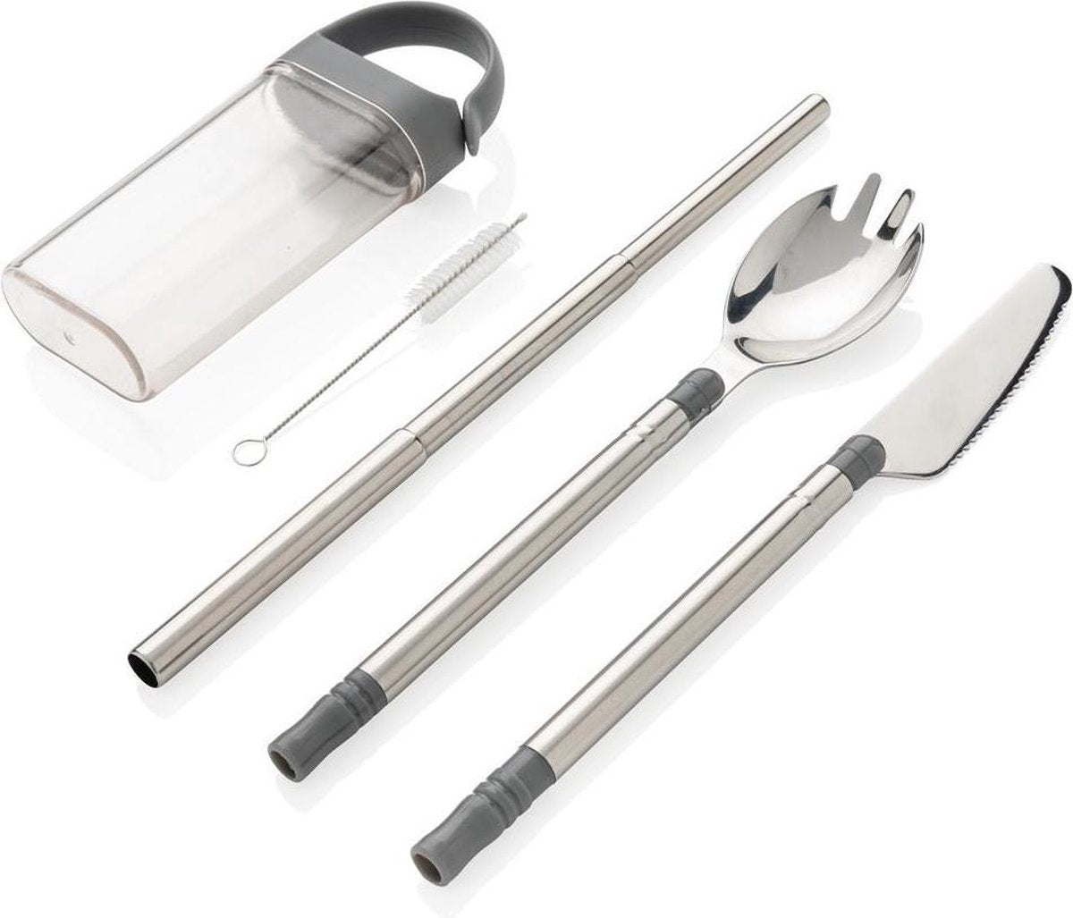 XD Collection  - Pocketformaat reisbestek herbruikbare bestek bestekset on-the-go - Zilver