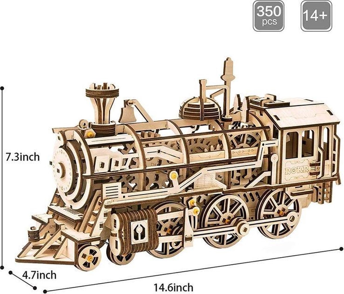 Houten 3D puzzel voor volwassenen | Locomotief | mechanisch