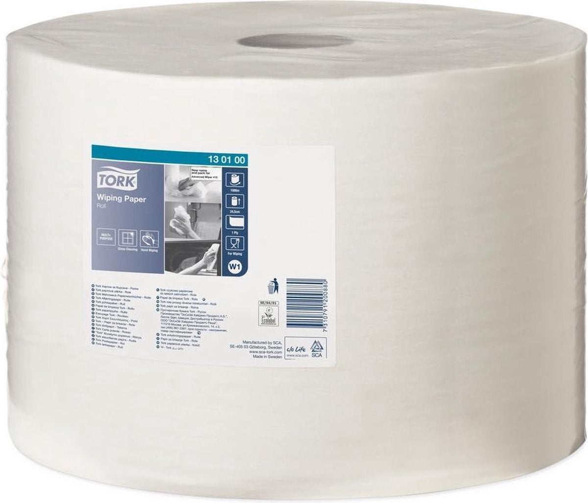 Tork Advanced Wiper W1 papier 1-laags wit 35cm x 1000 meter - Pak 1 rol