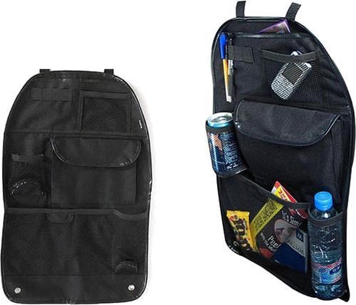 Luxe Autostoel Organizer - Stoelorganizer  Opbergtas - Autostoelhoes Beschermer Opbergzak - Achterkant Auto Stoel - Zwart