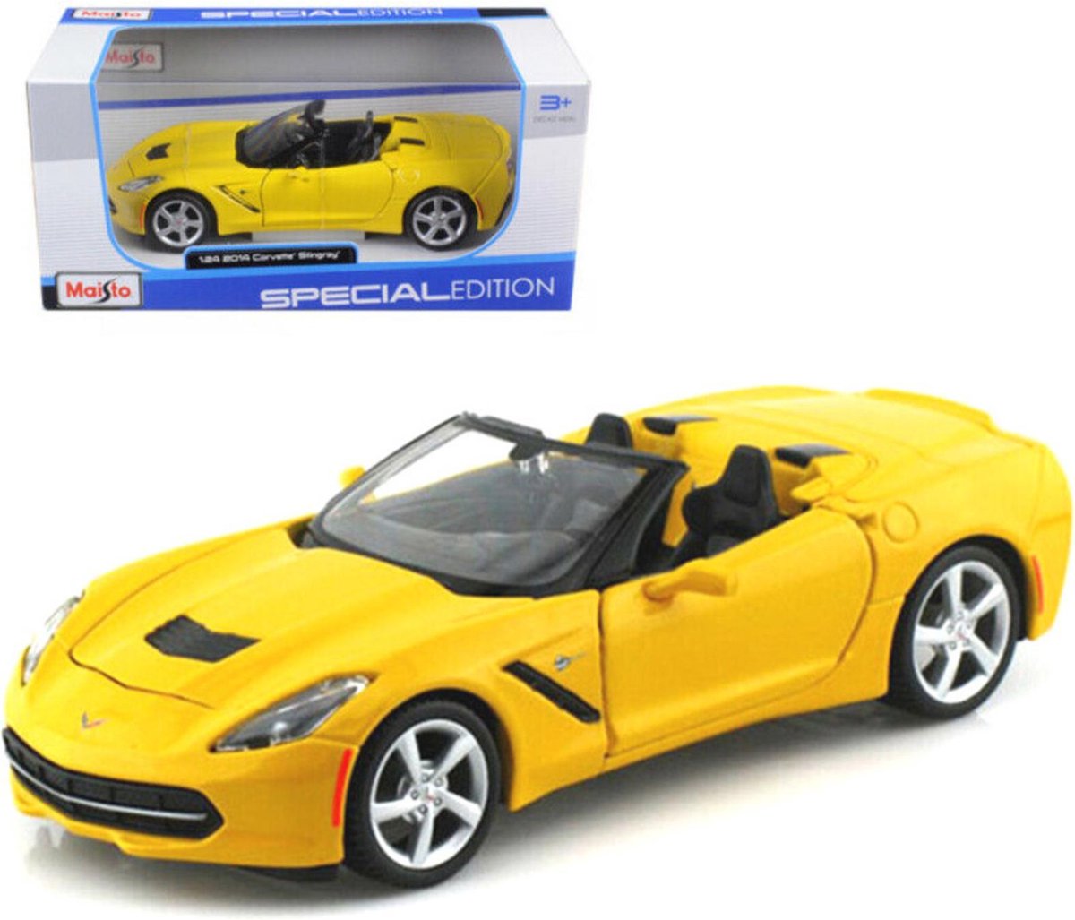 2014 Corvette Stingray (Geel) (20 cm) 1/24 Maisto - Modelauto - Schaalmodel - Model auto - Miniatuurautos - Miniatuur auto