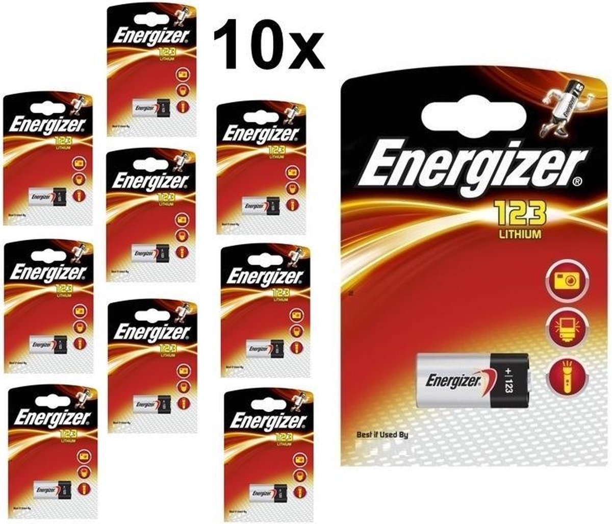 10 Stuks - Energizer CR123 3V Lithium batterij