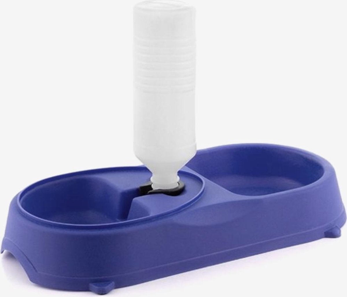 Voederbak met fles van Versteeg® - Blauw - Honden drink en voerbak - Voeder- en Waterdispenser met Fles voor Dieren