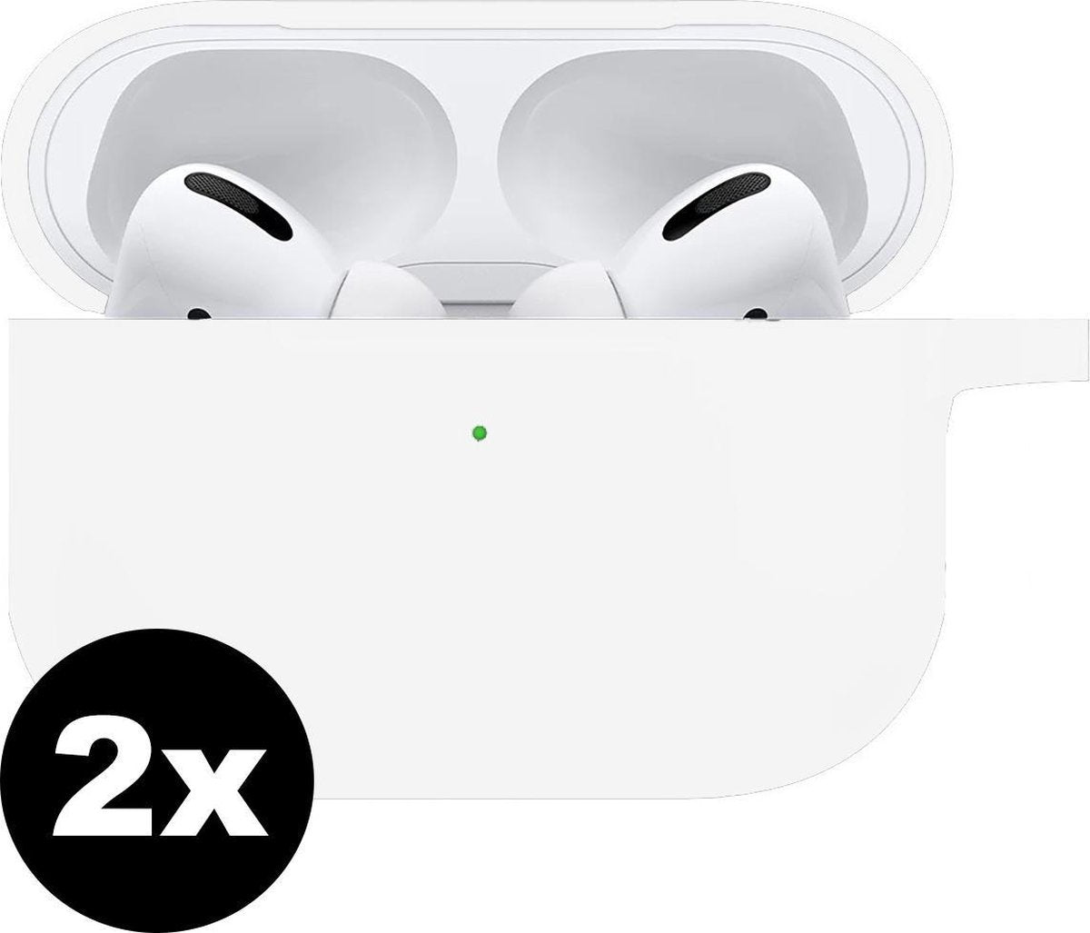 Hoes Voor Apple AirPods Pro Hoesje Siliconen Case - Wit - 2 PACK