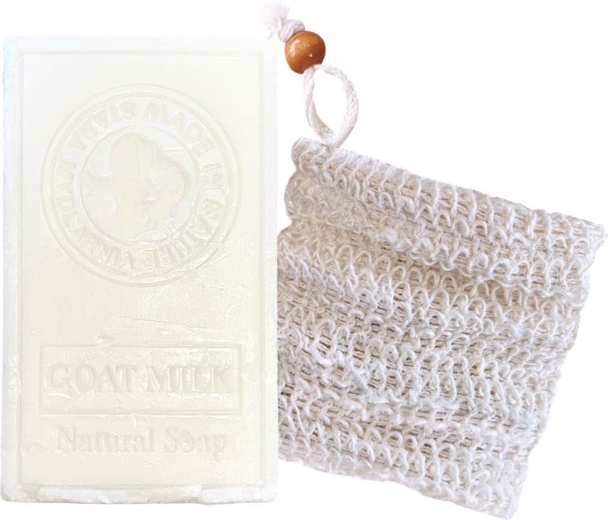 green-goose® Geitenmelk Zeep met Hennepvezel Waszakje | Vegan Zeep | Biologisch Afbreekbaar | Plasticvrij | Zonder Chemicalien | Duurzame Zeep