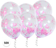 Roze Confetti Ballonnen 50 Stuks Luxe Gender Reveal Versiering Babyshower Verjaardag Blauw Papier Confetti Ballon