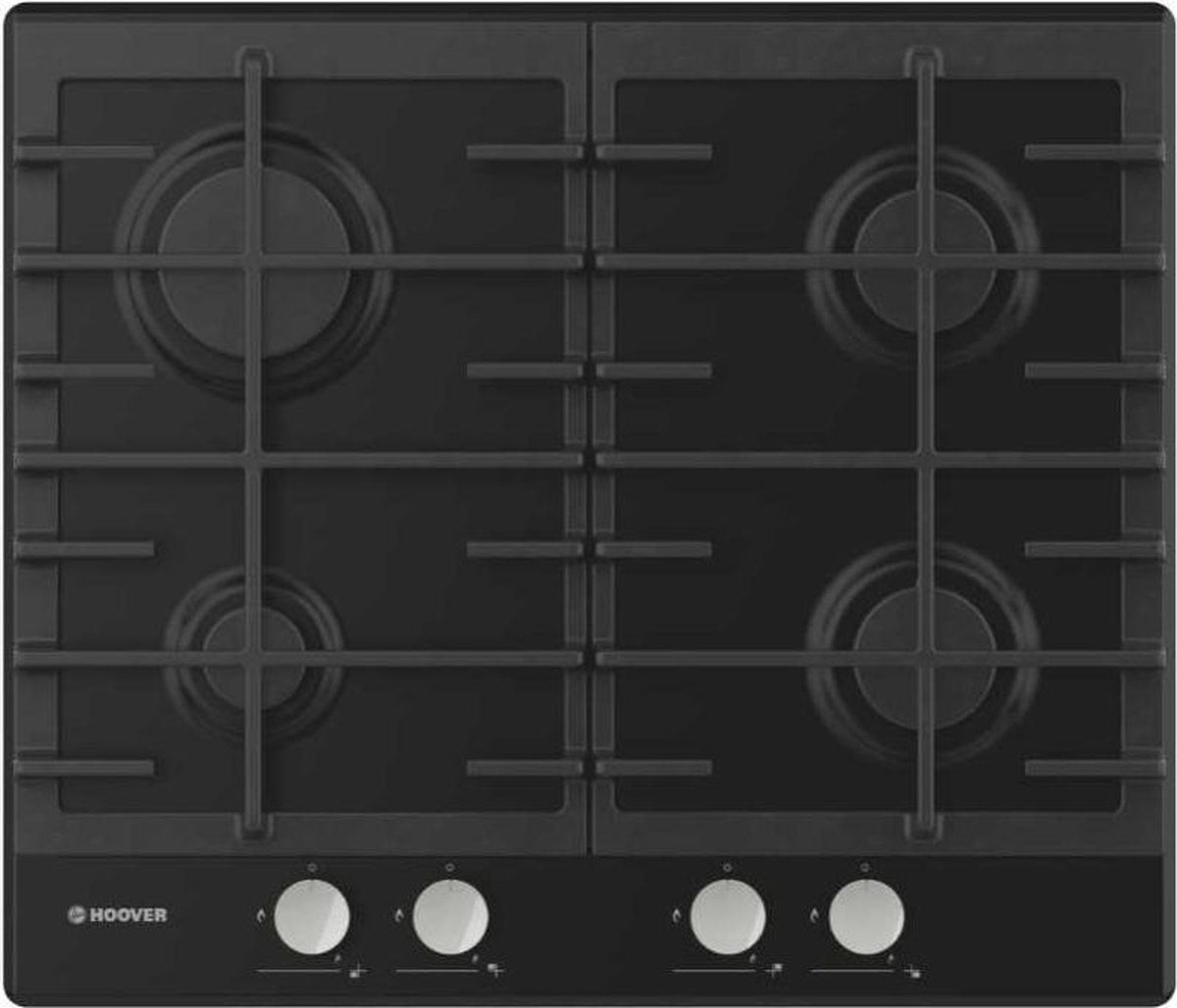 Hoover Gaskookplaat | Model HHG6BRMB | 4 pitten | Zwart | 59.5 cm | Geïntegreerde vonkontsteking
