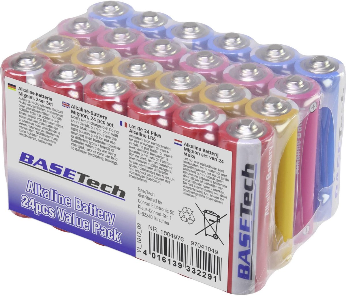 AA batterij (penlite) Basetech Alkaline 1.5 V 24 stuks