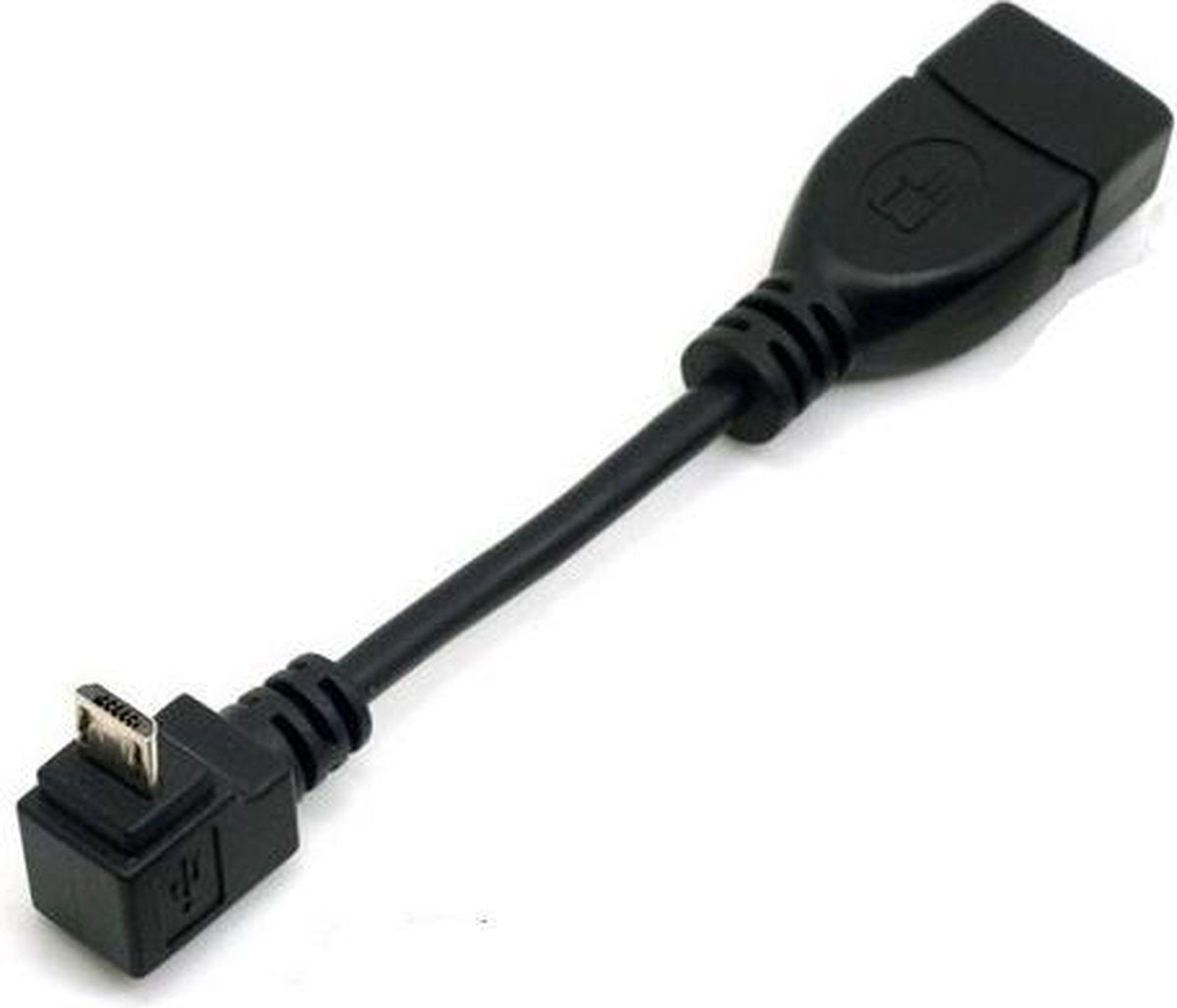 Coretek USB Micro B (m) haaks naar USB-A (v) OTG adapter - USB2.0 - tot 1A / zwart - 0