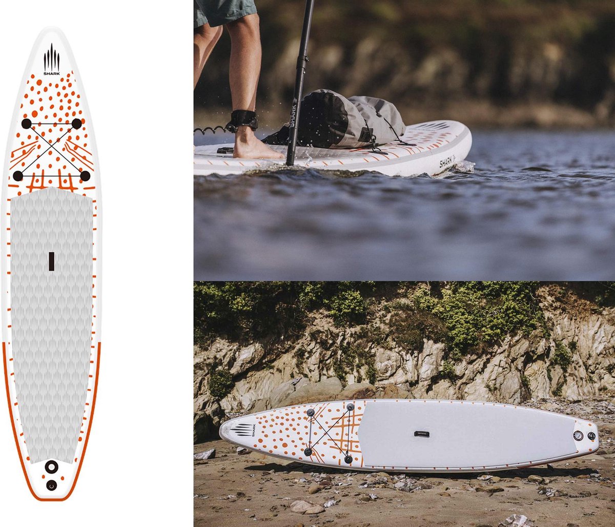 SHARKSUPs Touring XPLOR 11'8x30"x6" - complete set - 25 PSI - 3 jaar garantie - Opblaasbare Stand Up Paddle Board - SUP