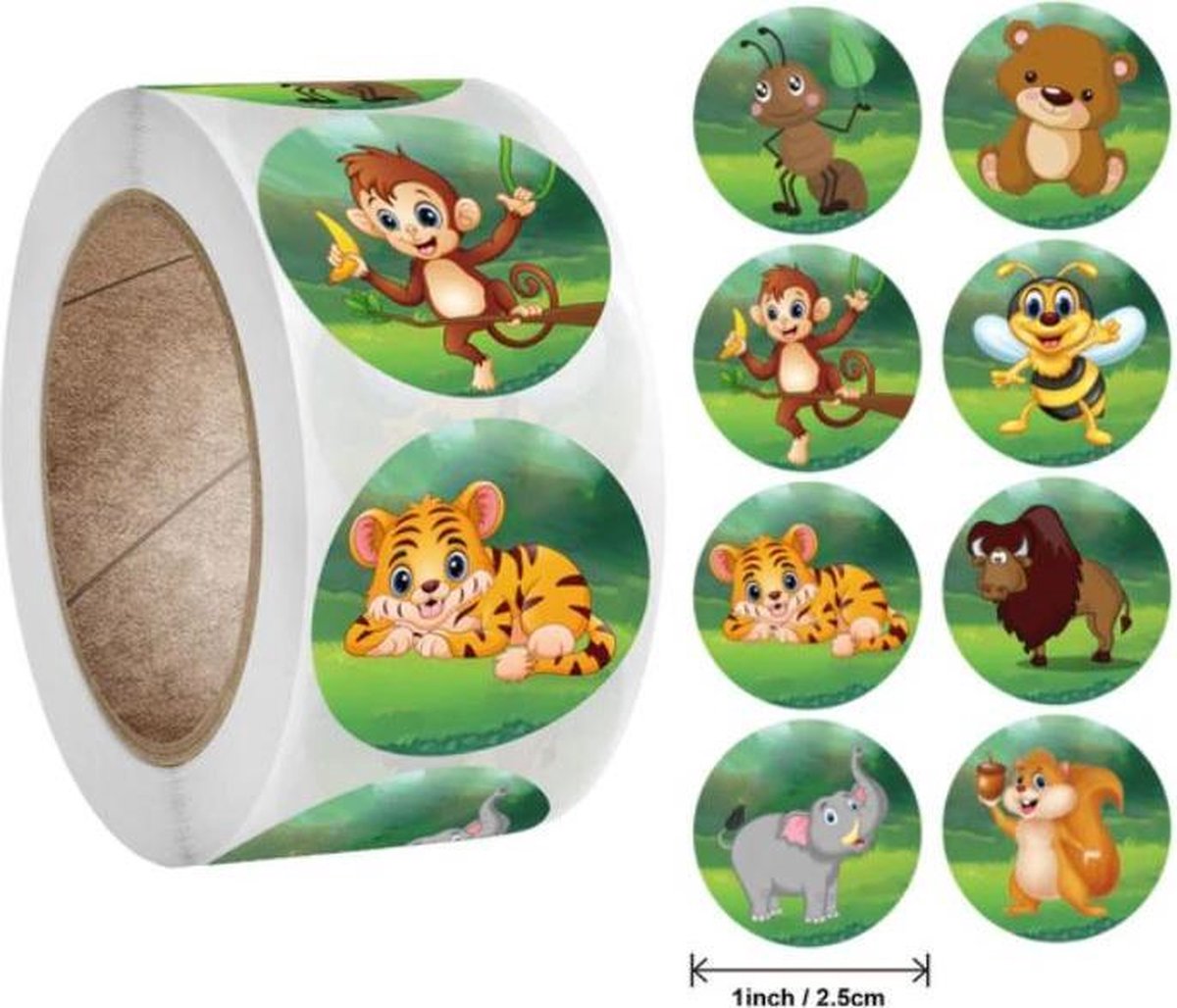 500 stickers op rol dieren 2